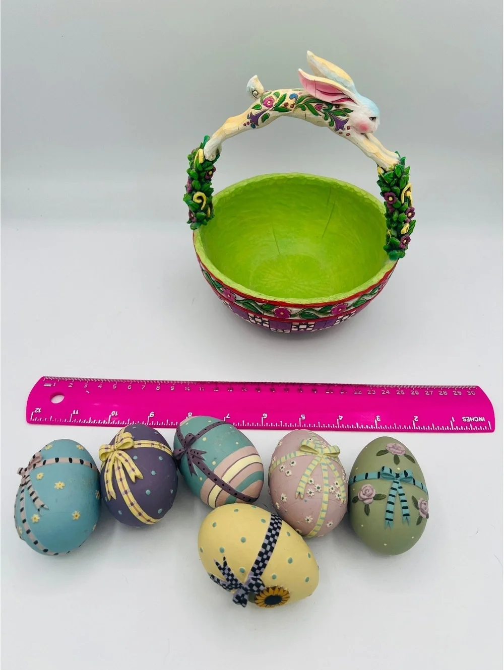 2005 Jim Shore Springtime Surprises Easter Basket with Decorative Eggs